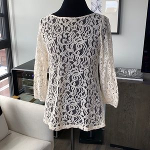 Loft Lace Three Quarter Sleeve Blouse
